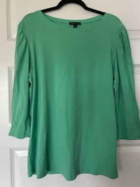 Lane Bryant Green Puff-Sleeve Tee | Size 10/12